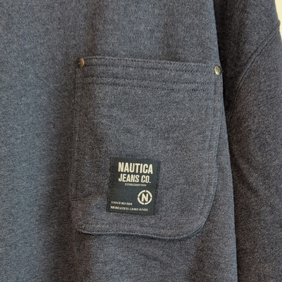 Nautica Men's Heather Navy Blue Crewneck Sweatshirt With Pocket - Picture 2 of 8